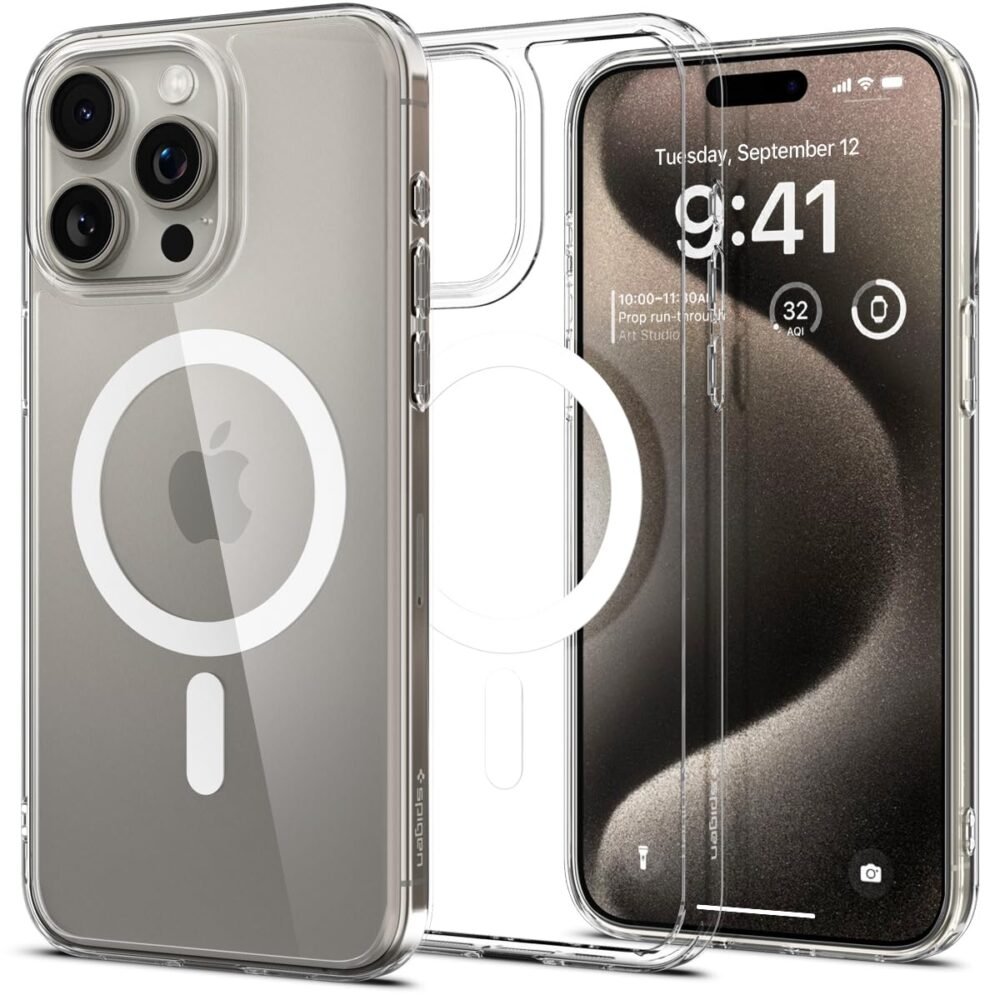 Spigen Ultra Hybrid Magfit Back Cover Case Compatible with MagSafe (TPU + Poly Carbonate | Frost Clear) - Image 6