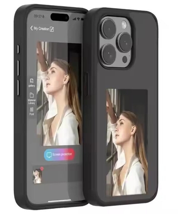 E-Ink Display Customizable NFC Phone Case for iPhones - DIY Picture Smart Cover, Durable Protection, Sleek Design (iPhone Series)