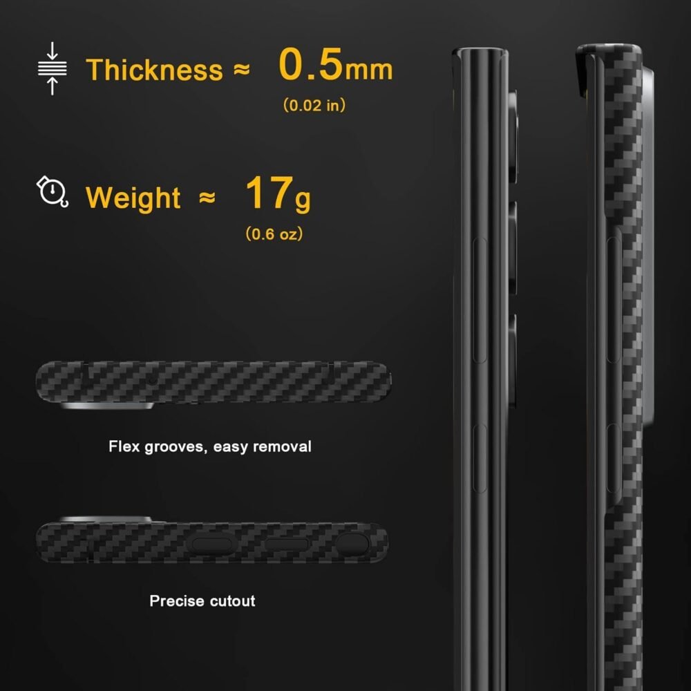 Sliva Real Carbon Fiber Case for Apple iPhone 16 Pro Max 5G, Sturdy Durable Carbon 0.5 mm Thin Phone Cover for iPhone 16Pro Max Aramid Fiber Skin Case with Drop Protection (Blue) - Image 4